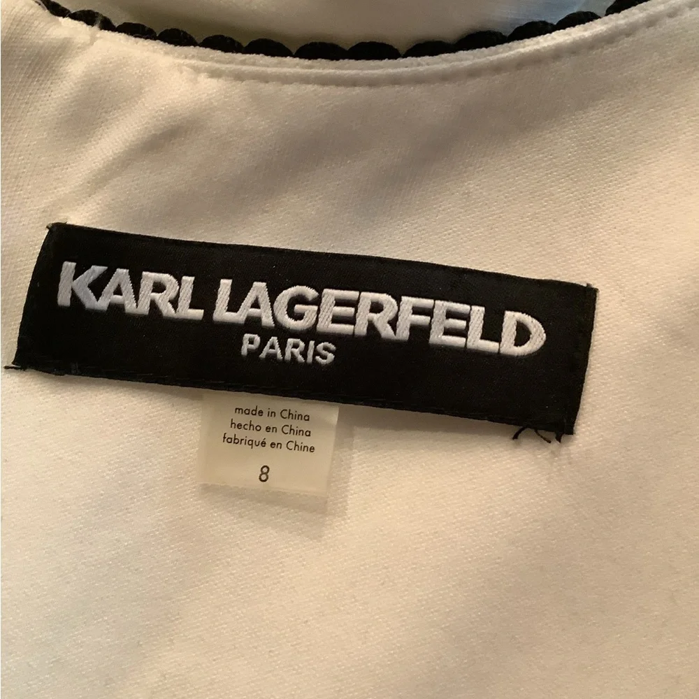 Karl Lagerfield white fully lined dress wth Blk definition.Never worn. - Picture 3 of 3